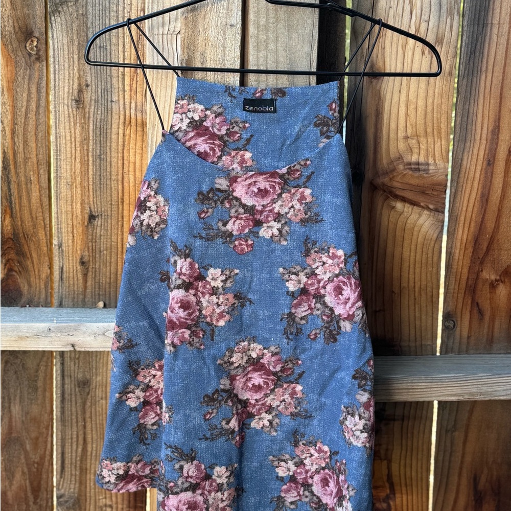 Zenobia Floral Women’s Top in Blue and Pink